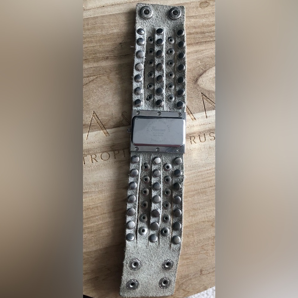 Silver Rhinestone Real Leather Watch - Picture 2 of 3